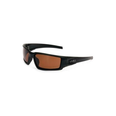 Honeywell North Uvex Hypershock Safety Glasses, Matte Black Frame, Espresso Lens, ScratchResistant, Polarized S2949